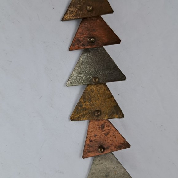 Vintage Mixed Metal Necklace & Earrings Triangle Shape Metal Pieces - Picture 13 of 16